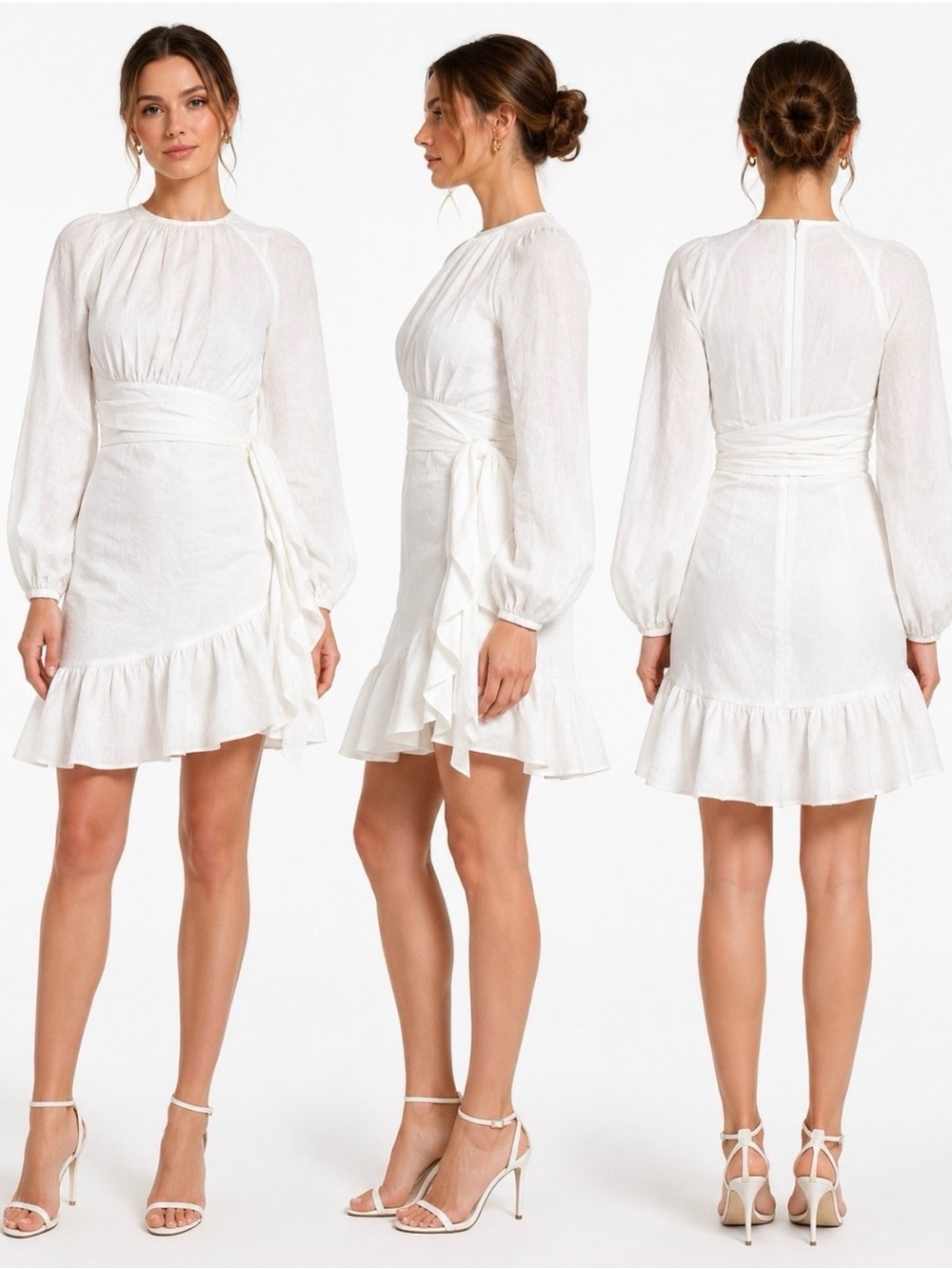 Zimmermann Lyre Wrap Billow Linen Wrap Dress Size 0